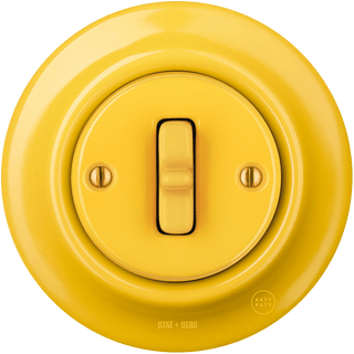 PORCELAIN WALL LIGHT SWITCH YELLOW TOGGLE - DYKE & DEAN