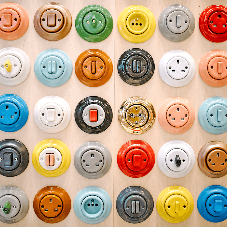 PORCELAIN WALL SOCKET AZURE SCHUKO - DYKE & DEAN