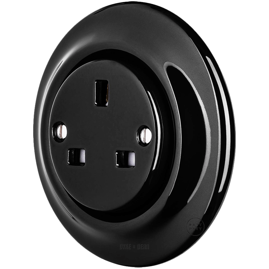 PORCELAIN WALL SOCKET BLACK UK - DYKE & DEAN