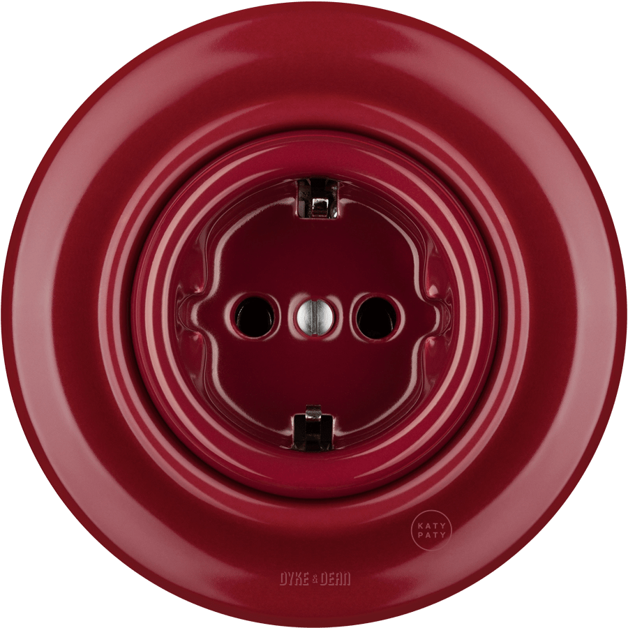 PORCELAIN WALL SOCKET BURGUNDY SCHUKO - DYKE & DEAN