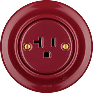 PORCELAIN WALL SOCKET BURGUNDY USA 20 AMP - DYKE & DEAN