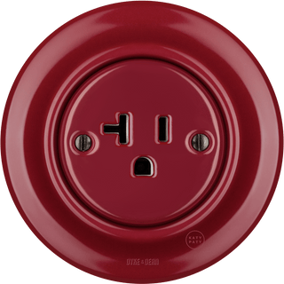 PORCELAIN WALL SOCKET BURGUNDY USA 20 AMP - DYKE & DEAN