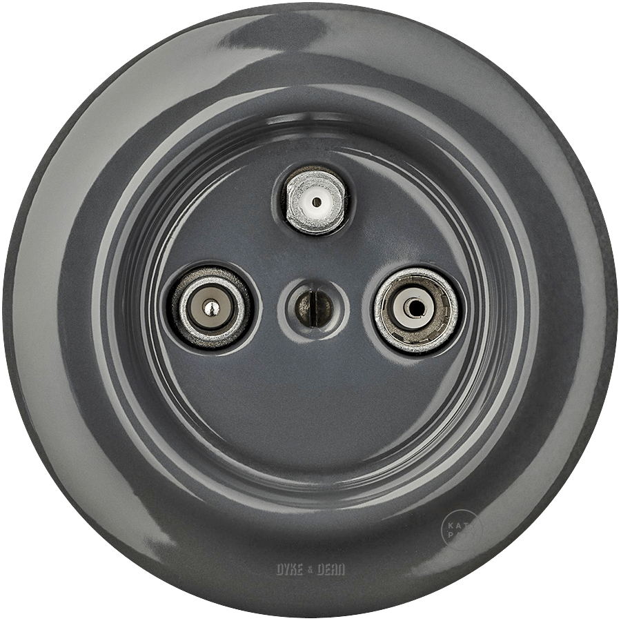 PORCELAIN WALL SOCKET DARK GREY TV ANTENNA - DYKE & DEAN