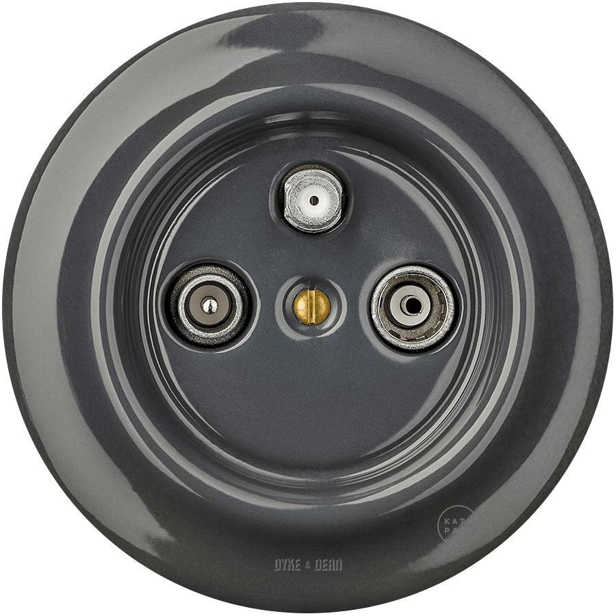 PORCELAIN WALL SOCKET DARK GREY TV ANTENNA - DYKE & DEAN