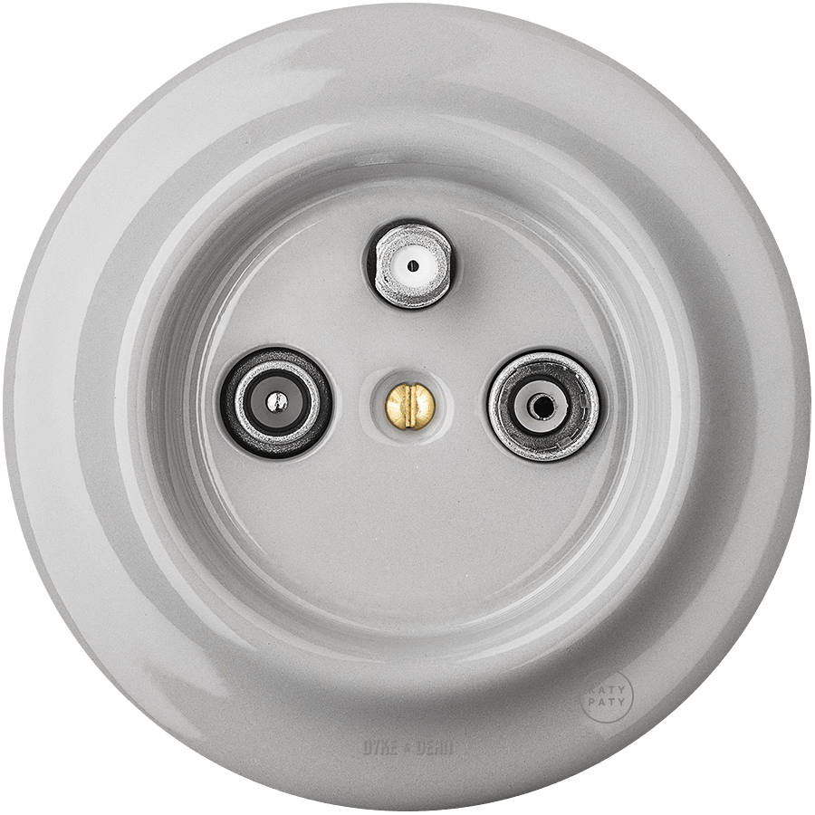 PORCELAIN WALL SOCKET GREY TV ANTENNA - DYKE & DEAN