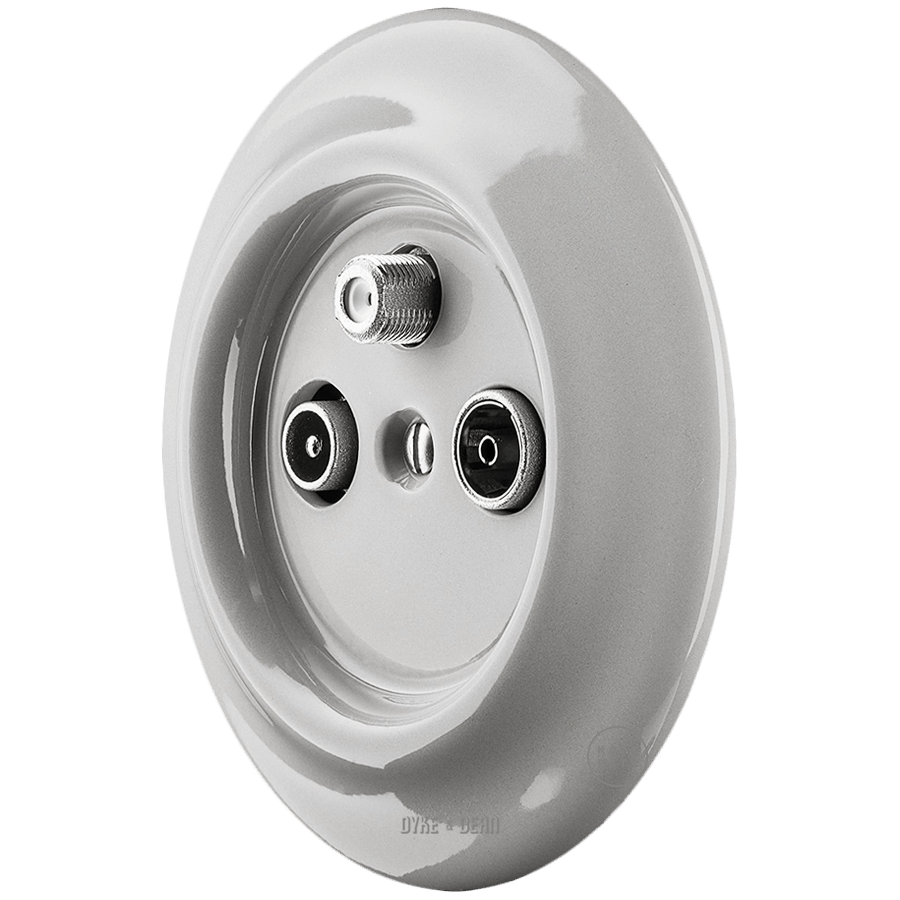 PORCELAIN WALL SOCKET GREY TV ANTENNA - DYKE & DEAN