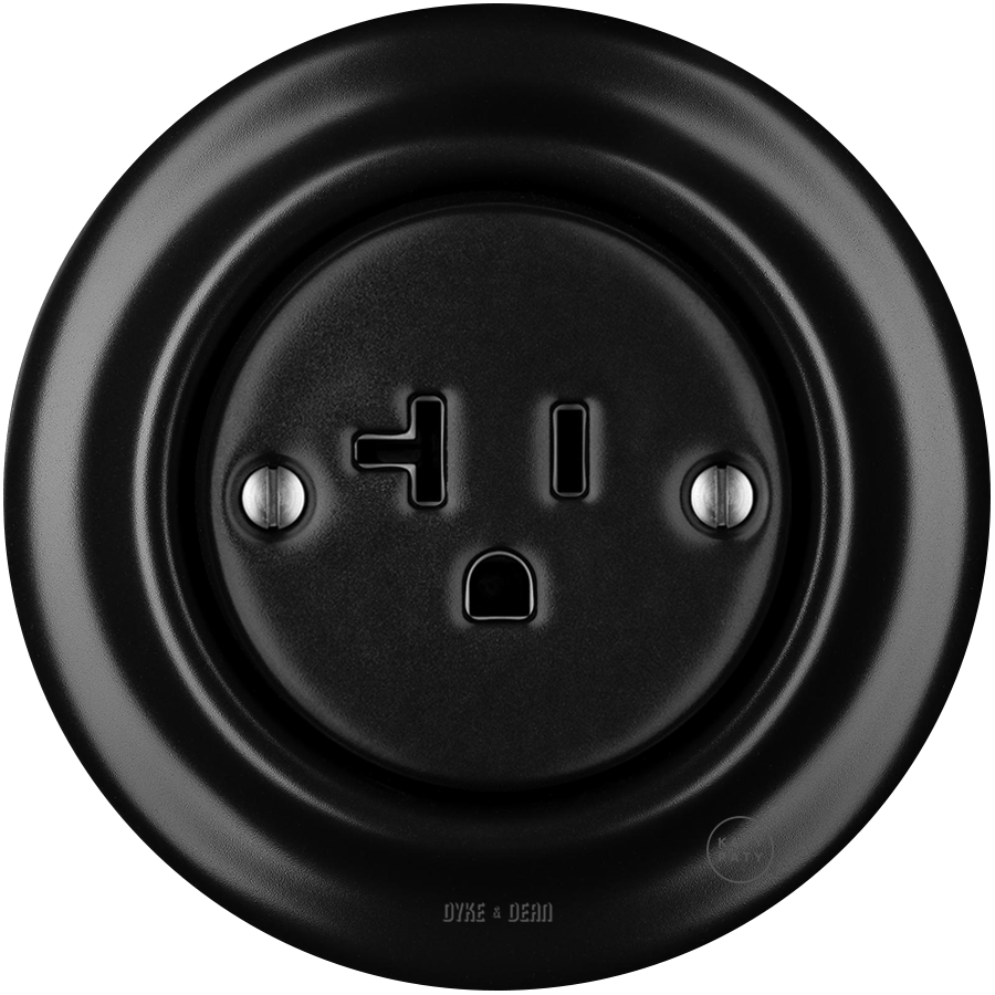 PORCELAIN WALL SOCKET MATT BLACK USA 20 AMP - DYKE & DEAN