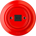 Red porcelain USB-C charger wall socket by Katy Paty