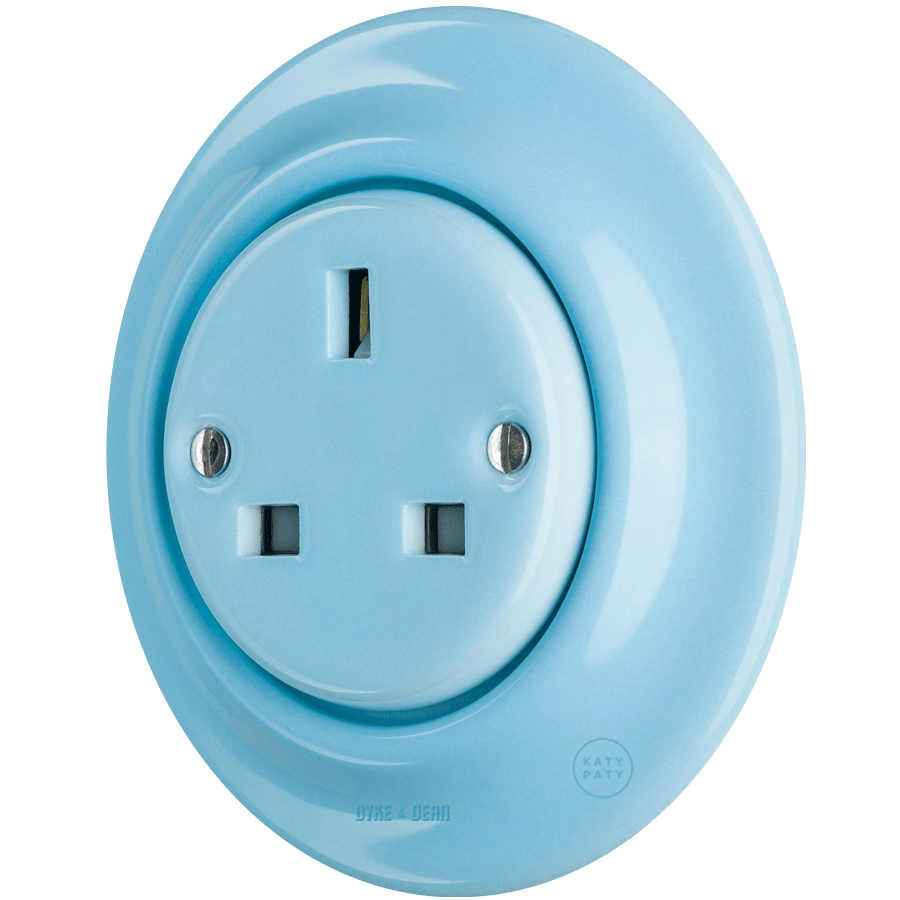 PORCELAIN WALL SOCKET UK PASTEL BLUE - DYKE & DEAN