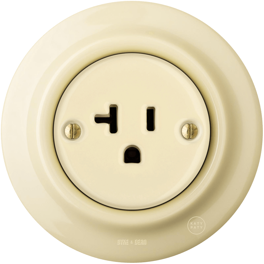 PORCELAIN WALL SOCKET VANILLA USA 20 AMP - DYKE & DEAN