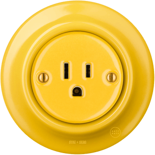 PORCELAIN WALL SOCKET YELLOW USA 15 AMP - DYKE & DEAN