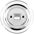Chrome porcelain flush USB wall charger by Katy Paty