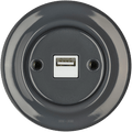 Dark Grey porcelain flush USB wall charger by Katy Paty
