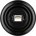 Matt Black porcelain flush USB wall charger by Katy Paty