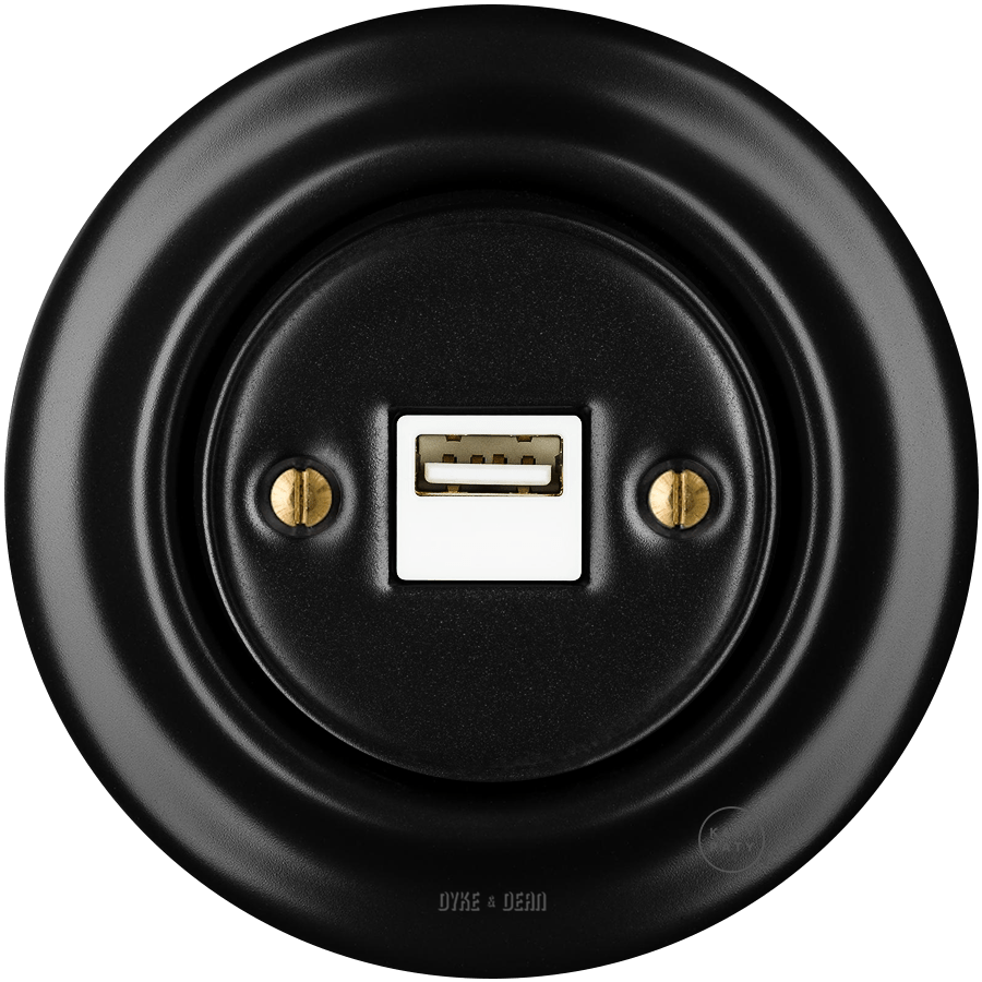 PORCELAIN WALL USB CHARGER MATT BLACK - DYKE & DEAN