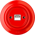 Red porcelain flush USB wall charger by Katy Paty