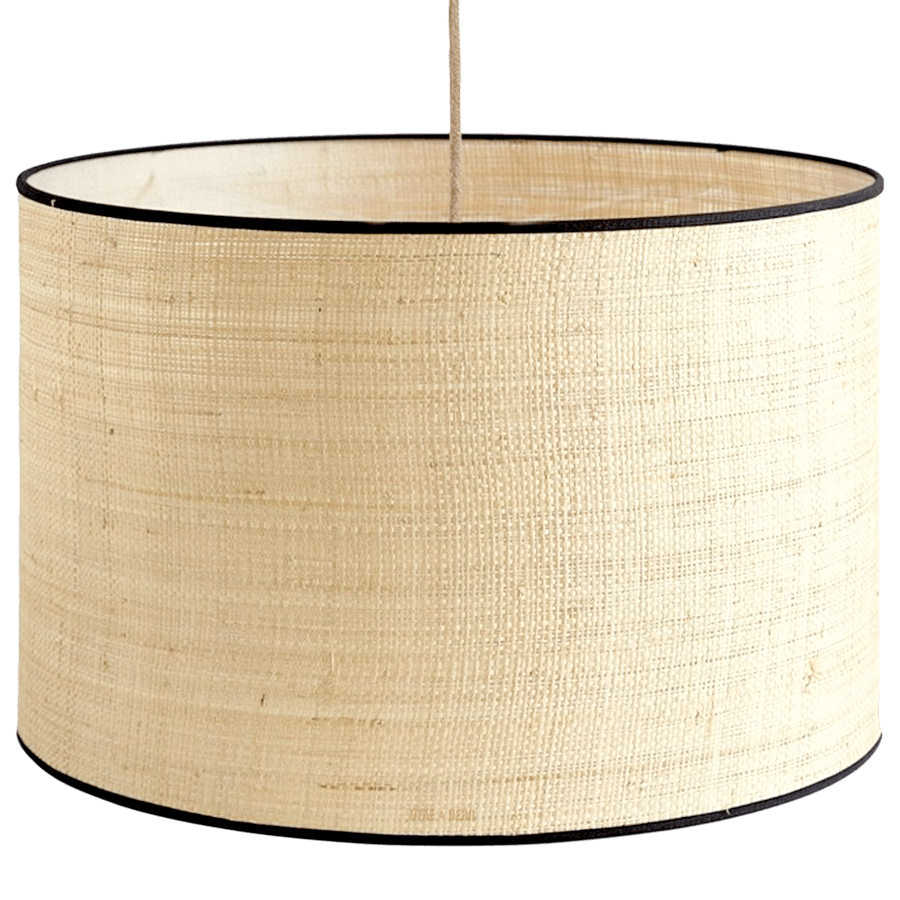 RAFFIA TRIM NATURAL SHADE E27 DRUM BLACK RIM - DYKE & DEAN