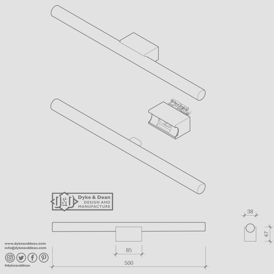 WHITE PEG TUBE PENDANT FIXED CONDUIT - DYKE & DEAN