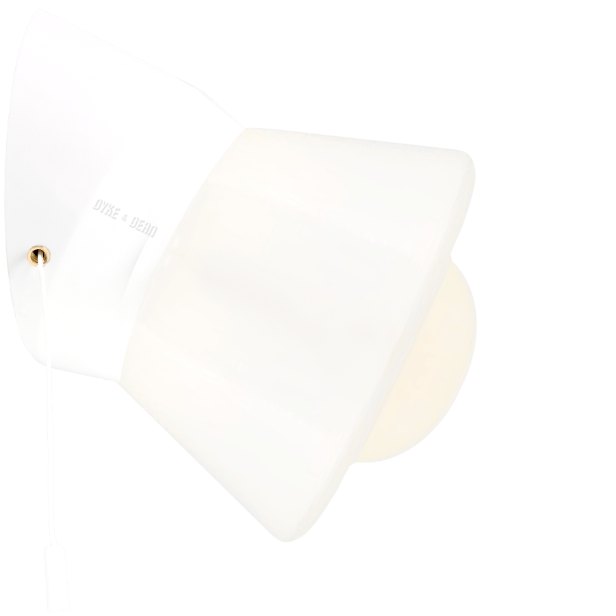 WHITE PULL CORD SWITCHED REARWIRED WALL LAMPS - DYKE & DEAN