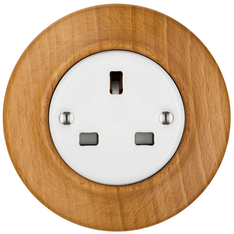 WOODEN PORCELAIN WALL SOCKET FAGUS UK - DYKE & DEAN