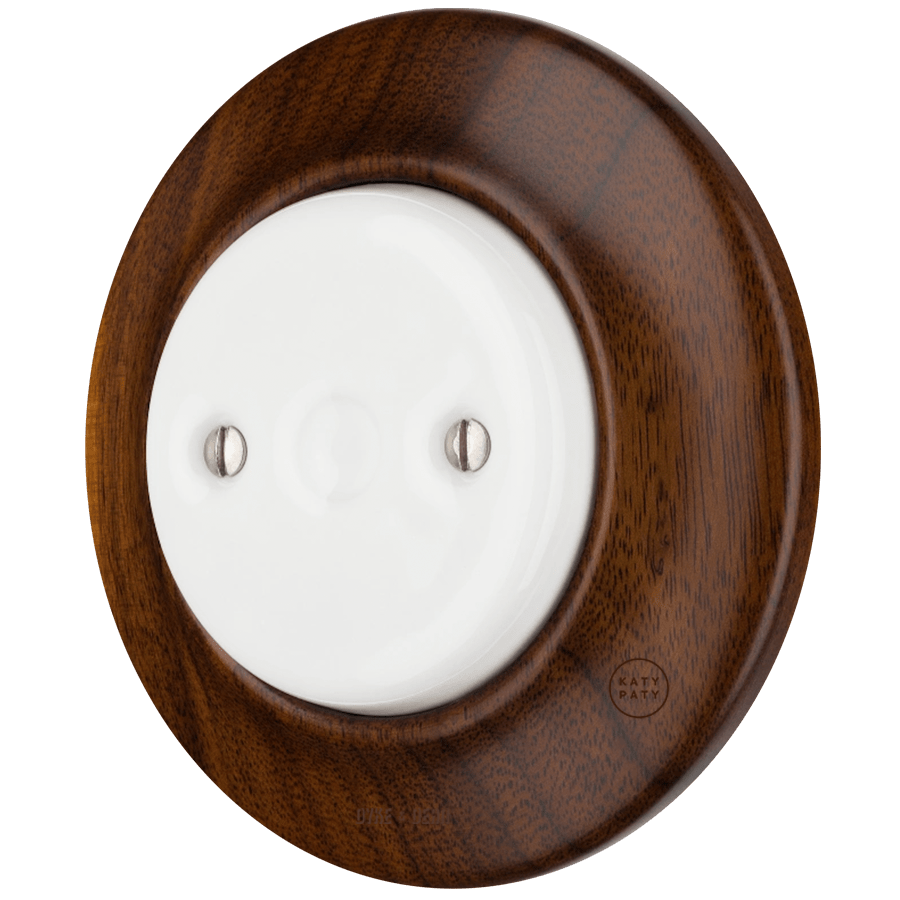 WOODEN PORCELAIN WALL SOCKET NUCLEUS END PLUG - DYKE & DEAN