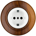 Nuc Mag schuko socket by Katy Paty with white porcelain centre and American walnut surround