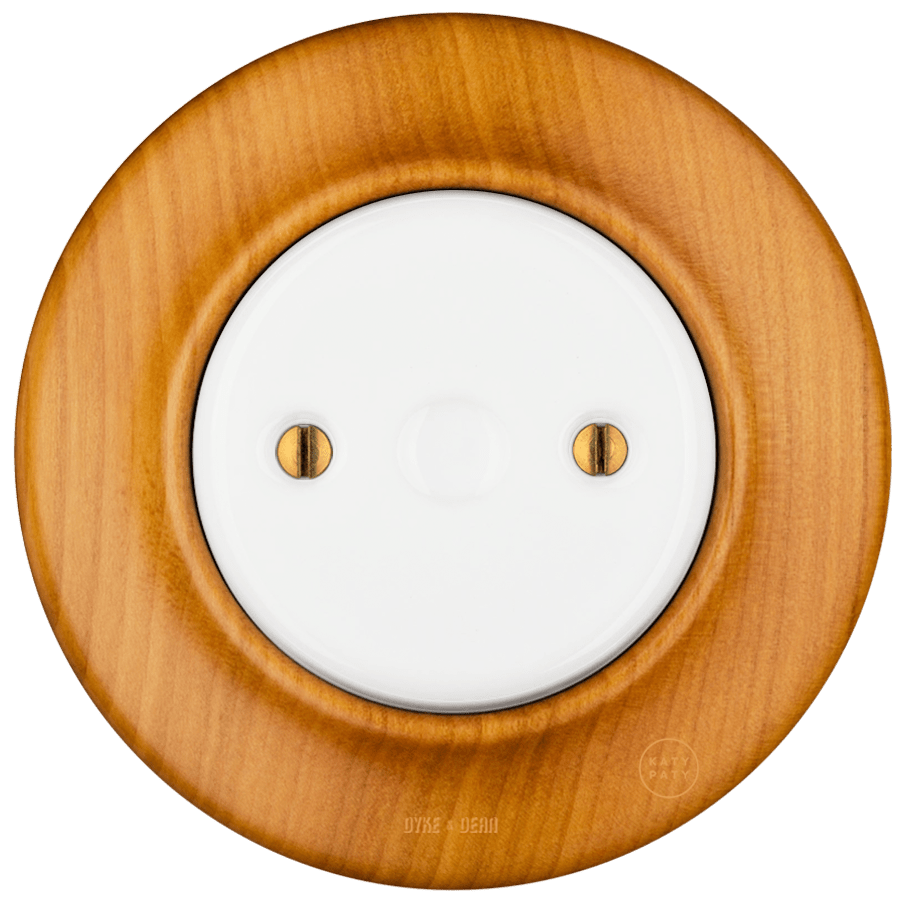 WOODEN PORCELAIN WALL SOCKET PADELUS END PLUG - DYKE & DEAN