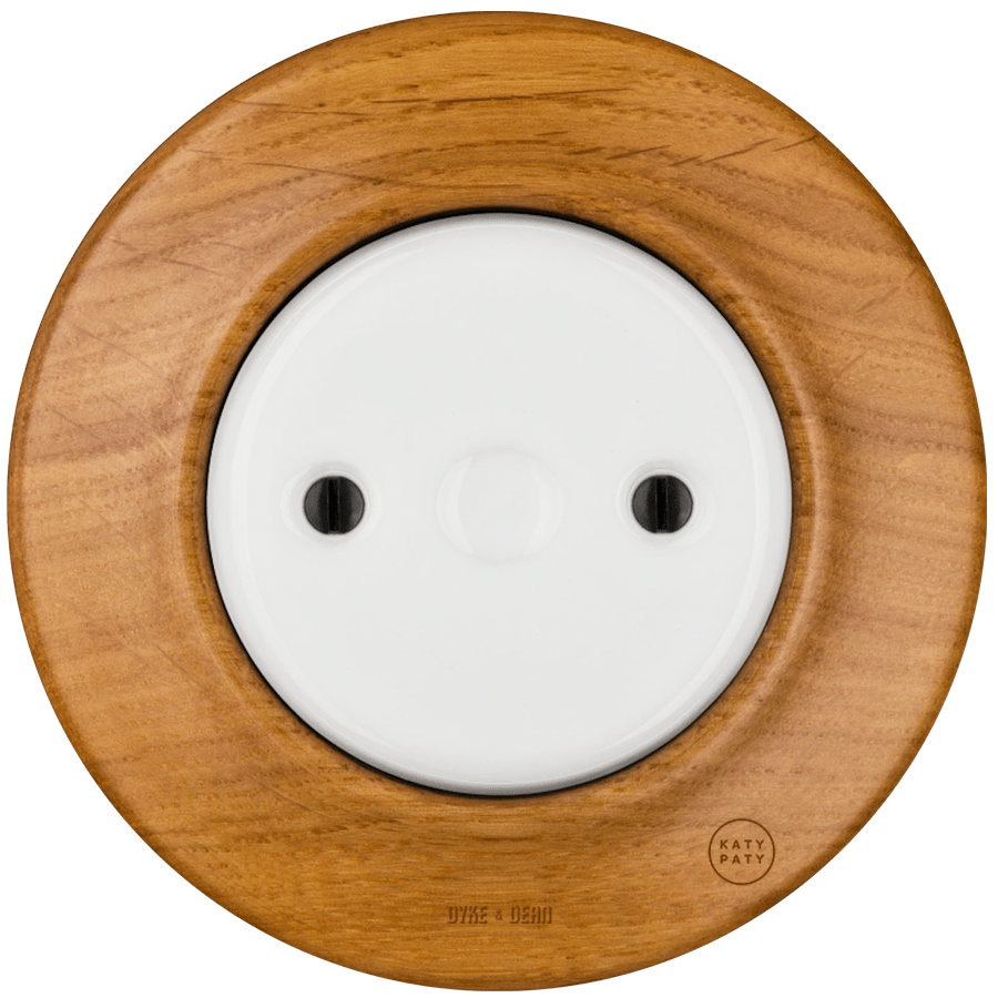 WOODEN PORCELAIN WALL SOCKET ROBUS END PLUG - DYKE & DEAN