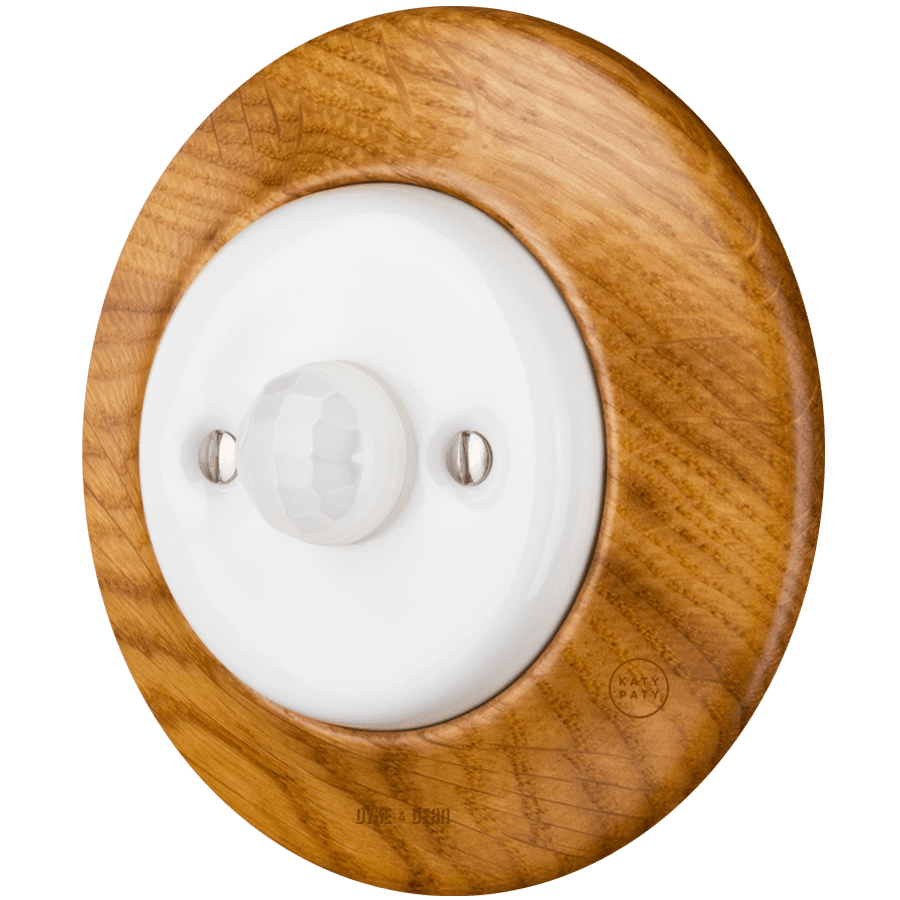 WOODEN PORCELAIN WALL SOCKET ROBUS MOTION SENSOR - DYKE & DEAN